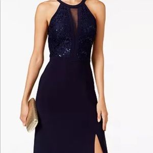 Women's Navy Blue formal halter dress. Lightweight